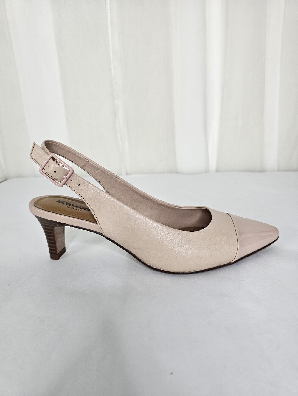 Clarks Crewso Emmy Slingback Pumps Dusty Pink Leather Cap Toe Kitten Heel 8.5